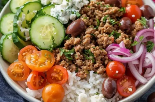 Greek Ground Turkey Rice Bowls