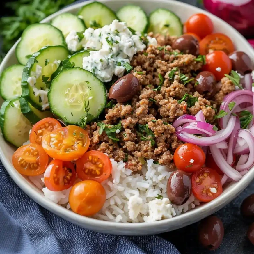 Greek Ground Turkey Rice Bowls